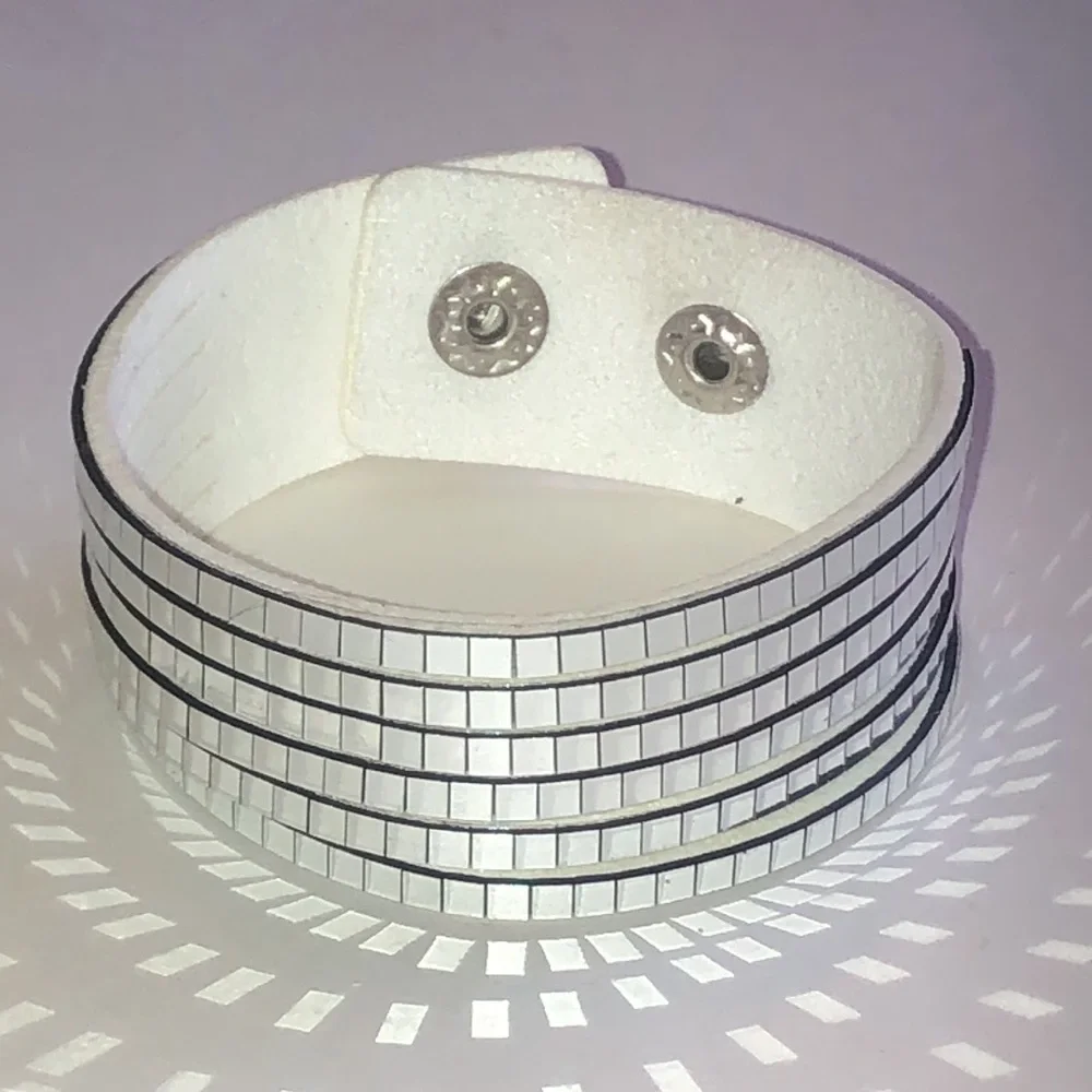Silver Tone Mosaic Tile Boho Bracelet